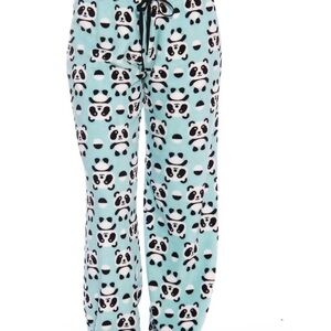 Just Love Panda Print Pajama Pants - Light Blue & Black